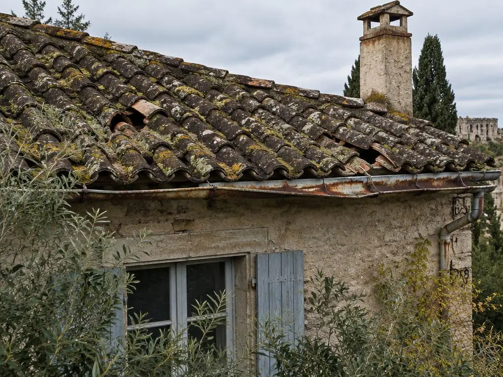 Avant travaux : Réfection tuiles et zinguerie – Marguerittes