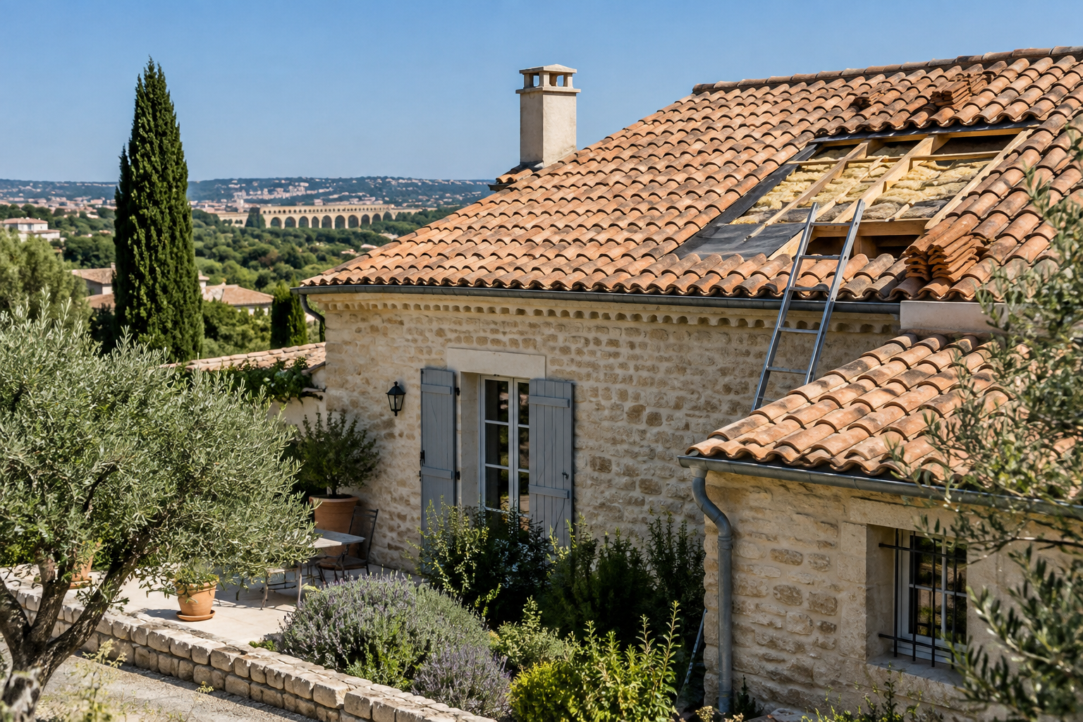 Aides isolation toiture Gard : rénovation d’une toiture en tuiles à Nîmes