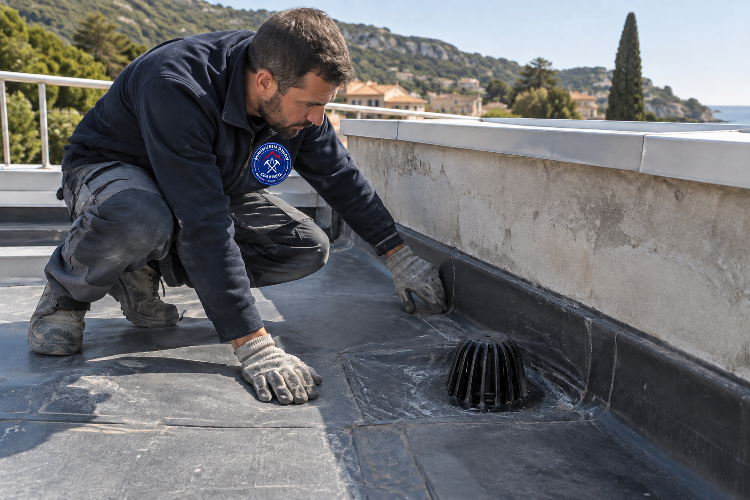 Contrôle d’un relevé d’étanchéité et d’une évacuation sur un toit terrasse