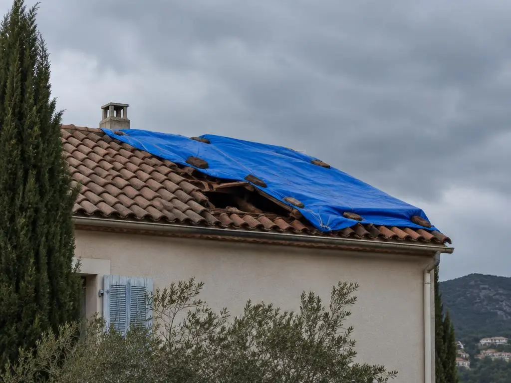Bâchage d'urgence après tempête – Beaucaire – travaux réalisés par Mathurin Dylan Couvreur