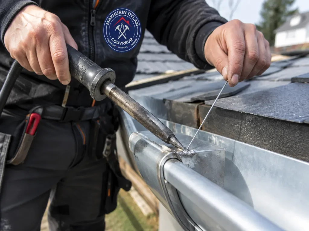 Soudure de gouttière zinc – Rodilhan – travaux réalisés par Mathurin Dylan Couvreur